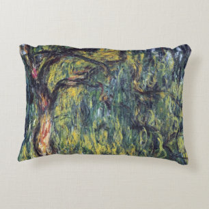 Weeping Willow von Claude Monet, Vintage Kunst Dekokissen