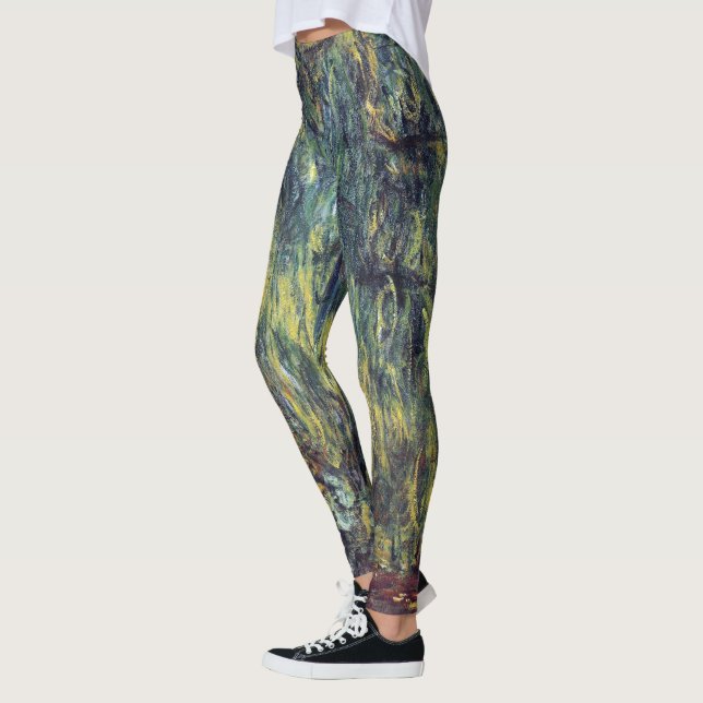 Weeping Willow von Claude Monet, Vintage Kunst Leggings (Links)