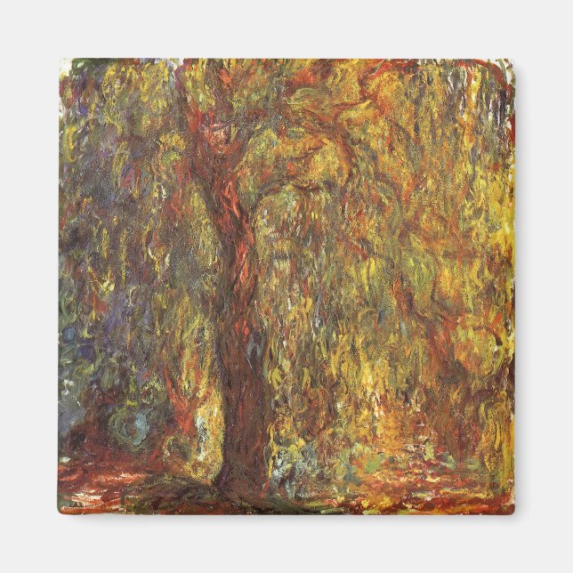 Weeping Willow von Claude Monet, Vintage Kunst Magnet (Vorne)
