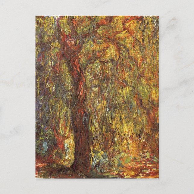 Weeping Willow von Claude Monet, Vintage Kunst Postkarte (Vorderseite)