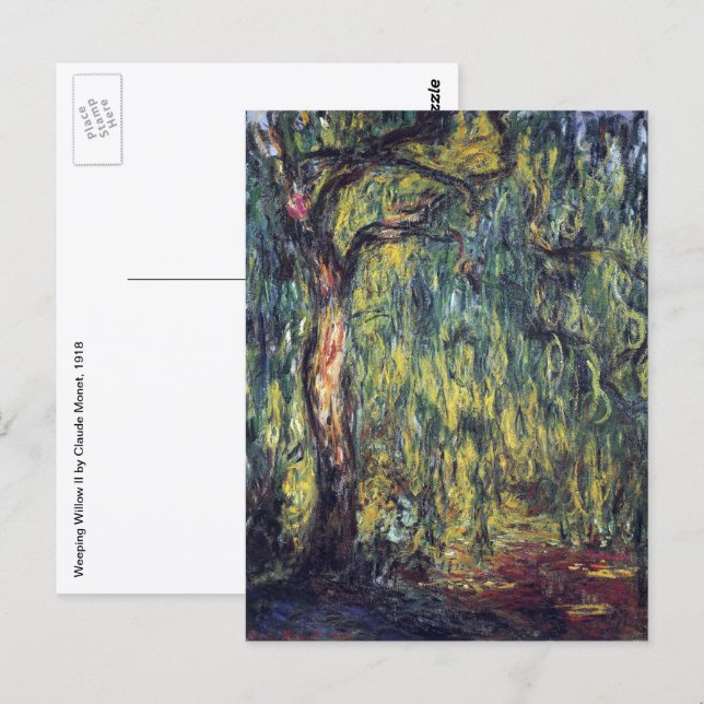 Weeping Willow von Claude Monet, Vintage Kunst Postkarte (Vorne/Hinten)