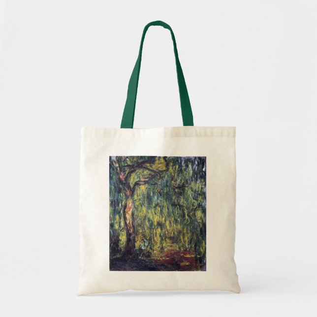 Weeping Willow von Claude Monet, Vintage Kunst Tragetasche (Vorne)
