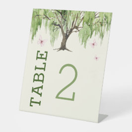 Weeping Willow Wedding Tischnummer Pedestal Sign Sockelschild