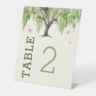 Weeping Willow Wedding Tischnummer Pedestal Sign Sockelschild