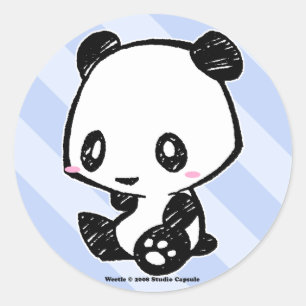 Weetle Panda Runder Aufkleber