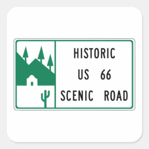 Weg 66 - Historische landschaftliche Straße US 66 Quadratischer Aufkleber