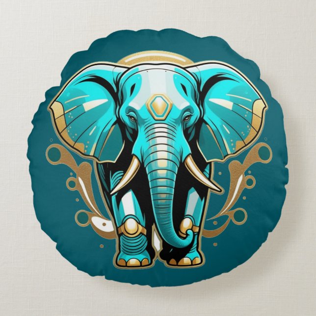 Weg als Elephant-Brushed-Polyester Rundes Kissen (Vorderseite)