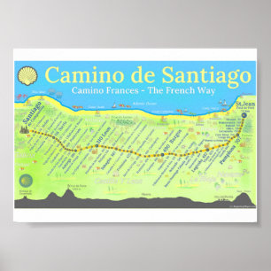 Weg der Santiago-Karte Poster