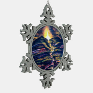 Weg des Lebens Schneeflocken Zinn-Ornament