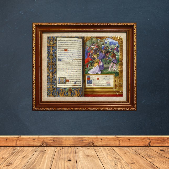 Weg des mittelalterlichen KreuzRenaissance-Manuskr Poster (Way of the Cross Renaissance Medieval Manuscript Catholic Christian Art Poster)