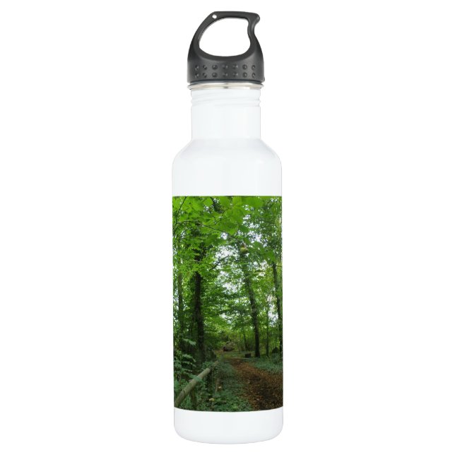 Weg durch den grünen Wald Edelstahlflasche (Vorderseite)