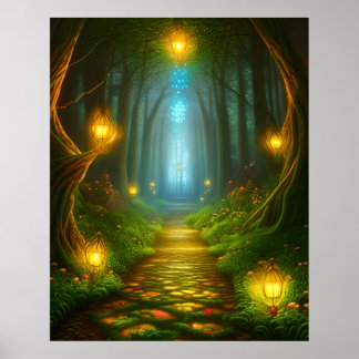 Weg durch die verzauberte Forest Fantasy Art Poster