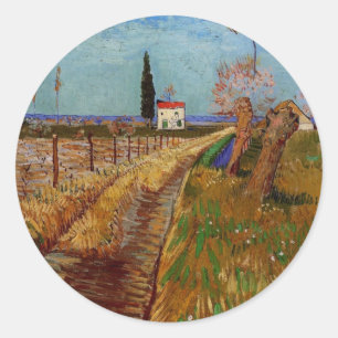 Weg durch ein Feld, Weiden von Vincent van Gogh Runder Aufkleber
