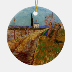Weg durch ein Feld, Willows von Vincent van Gogh Keramik Ornament