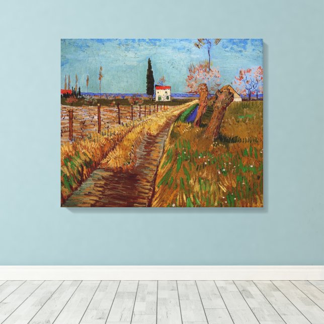 Weg durch ein Feld, Willows von Vincent van Gogh Leinwanddruck (Insitu (Holzboden))