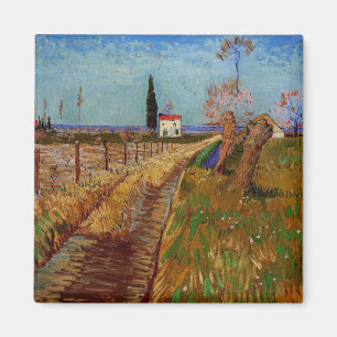 Weg durch ein Feld, Willows von Vincent van Gogh Magnet