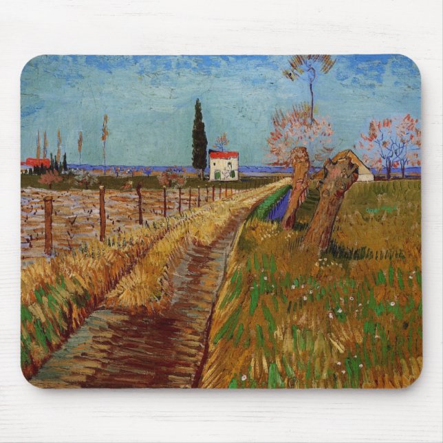 Weg durch ein Feld, Willows von Vincent van Gogh Mousepad (Vorne)