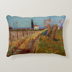 Weg durch ein Feld, Willows von Vincent van Gogh Zierkissen