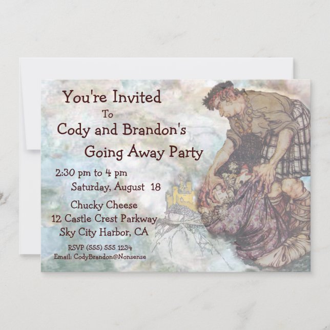 Weg gehen Party Einladungfairytale-Riese-Sätze Einladung (Vorderseite)