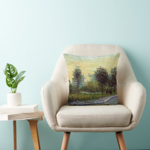 Weg im Voyer d'Argenson Park von Vincent van Gogh Kissen