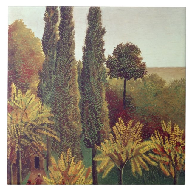 Weg in den Buttes Chaumont Park, Paris, 1908 (Öl Fliese (Vorderseite)