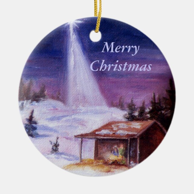 Weg in einer Krippe, frohe Weihnachten Keramik Ornament (Vorne)