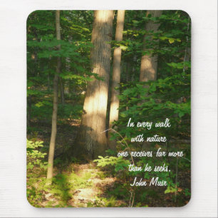 Weg mit Natur/Wald-Zitat Mousepad