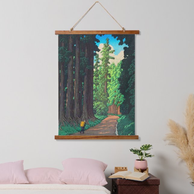 Weg nach Nikko durch Kawase Hasui, japanische Kuns Wandteppich Mit Holzrahmen (Schlafzimmer)