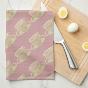 Weg vom weißen und rosa Teacup-Tee-Tuch Handtuch