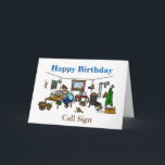 Weg von der Gitter-Amateurfunk-Geburtstags-Karte Karte<br><div class="desc">Eine Spaßkarte, zum zum Schinken der zu geben Lieben, andere Powerquellen zu verwenden. Der Entwurf zeigt einen Solargenerator außerhalb des Fensters. Es gibt Kästen a-, OM-, c- und d-Zellenbatterien. Plus eine 12V Autobatterie auch. Ein hölzerner Ofen wärmt die Bretterbude sowie kocht die Nahrung. Beleuchtung ist über Batterie-Campingslaterne und eine gute...</div>