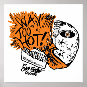 WEG ZU HEISS! Totenkopf-Cartoon Poster