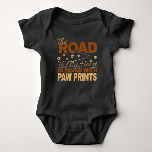 Weg zu meinem Herzen in Paw Prints Dog Lover gepfl Baby Strampler (Vorderseite)