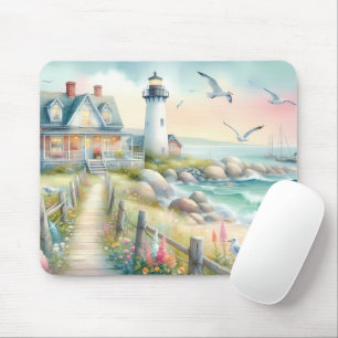 Weg zum Leuchtturm-Küstenhaus Mousepad