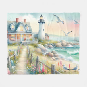 Weg zum Lighthouse Coastal Cottage Fleecedecke