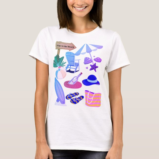 Weg zum Strand - Sommerurlaub Clipart Design T-Shirt (Vorderseite)