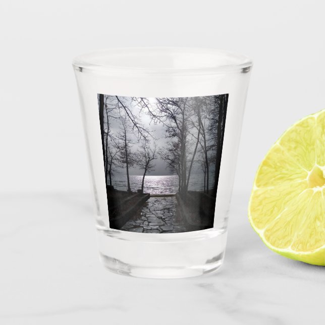 Weg zum Tahoe-See Schnapsglas (Vorderseite)