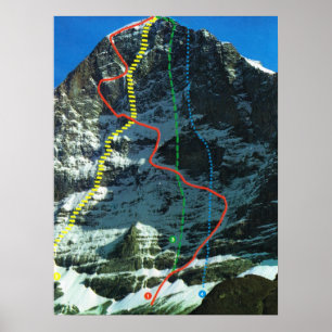 Wege für das Klettern des Eiger, Jungfrau Strecke Poster