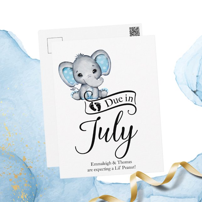 Wegen Juli Little Peanut Baby Boy Elephant Postkarte (Von Creator hochgeladen)