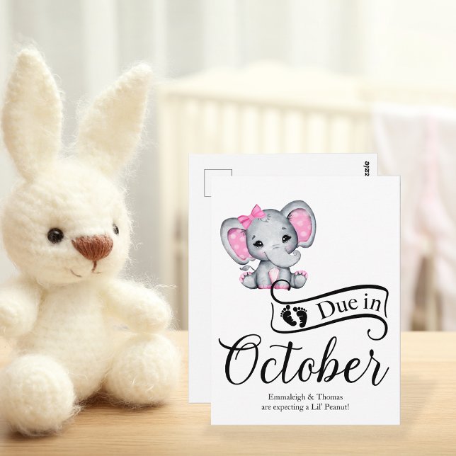 Wegen Oktober Little Peanut Baby Girl Elephant Postkarte (Von Creator hochgeladen)