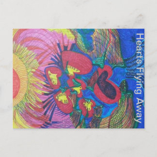 wegfliegende Herzen Postkarte