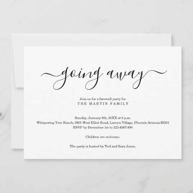 Weggehen der Party Einladung (Vorderseite)