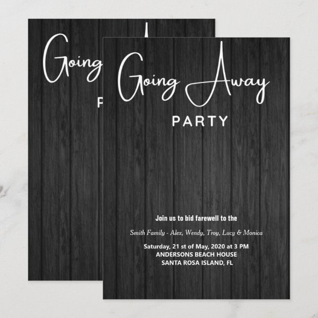 Weggehen von Party Einladungen (Vorne/Hinten)