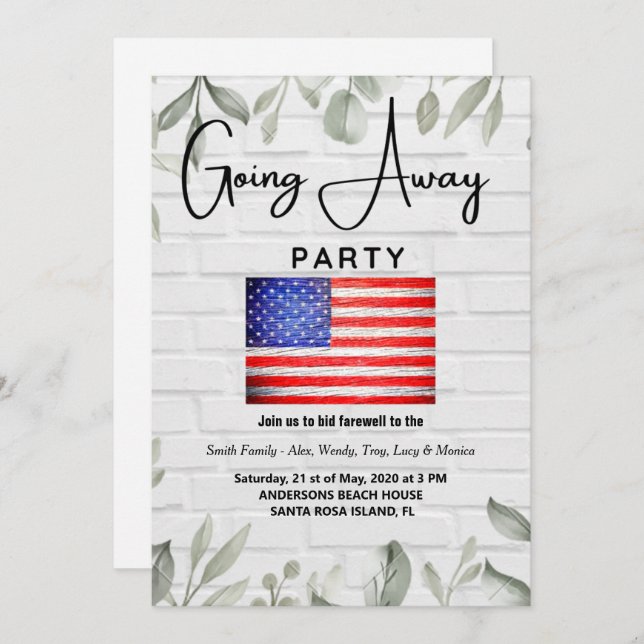 Weggehen von Party Einladungen (Vorne/Hinten)