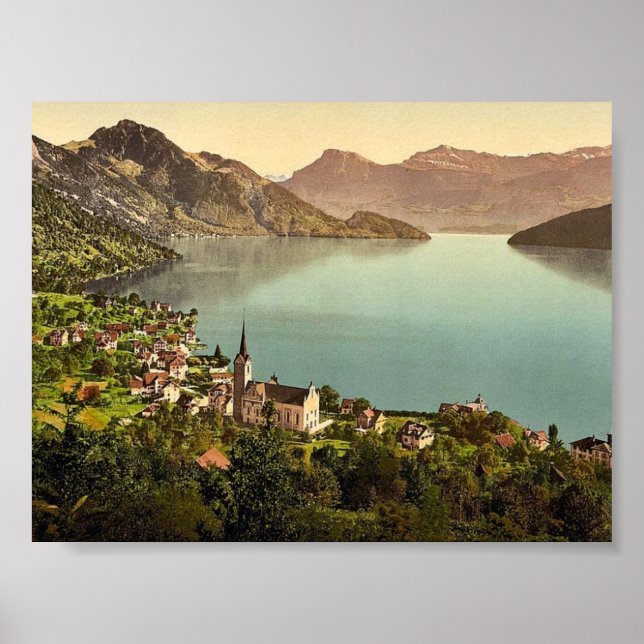 Weggis, Rigi, Schweiz klassischer Fotochrom Poster (Vorne)