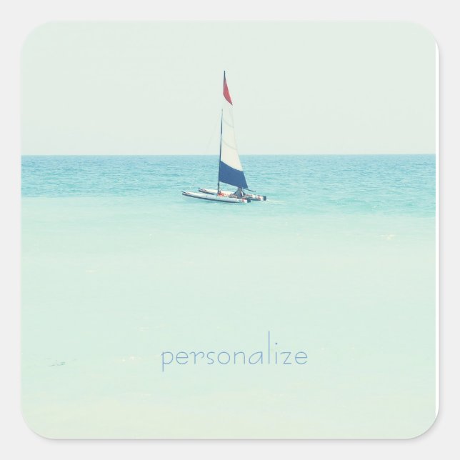 wegsegeln quadratischer aufkleber (Vorderseite)