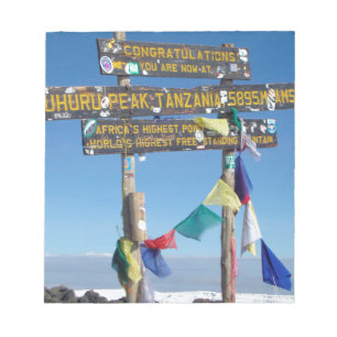 Wegweiser auf dem Gipfel des Kilimanjaro Kenia Notizblock