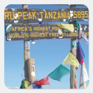 Wegweiser auf dem Gipfel des Kilimanjaro Kenia Quadratischer Aufkleber