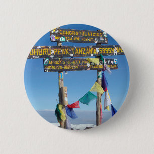 Wegweiser auf dem Gipfel von Kilimanjaro kenya Button