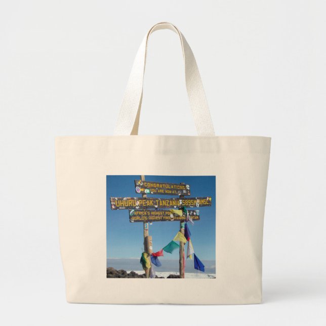 Wegweiser auf dem Gipfel von Kilimanjaro kenya Jumbo Stoffbeutel (Vorne)