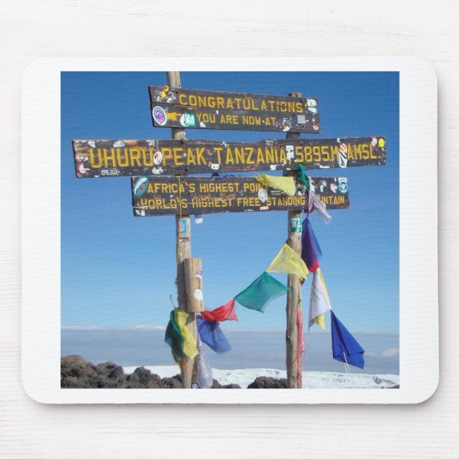Wegweiser auf dem Gipfel von Kilimanjaro kenya Mousepad (Vorne)